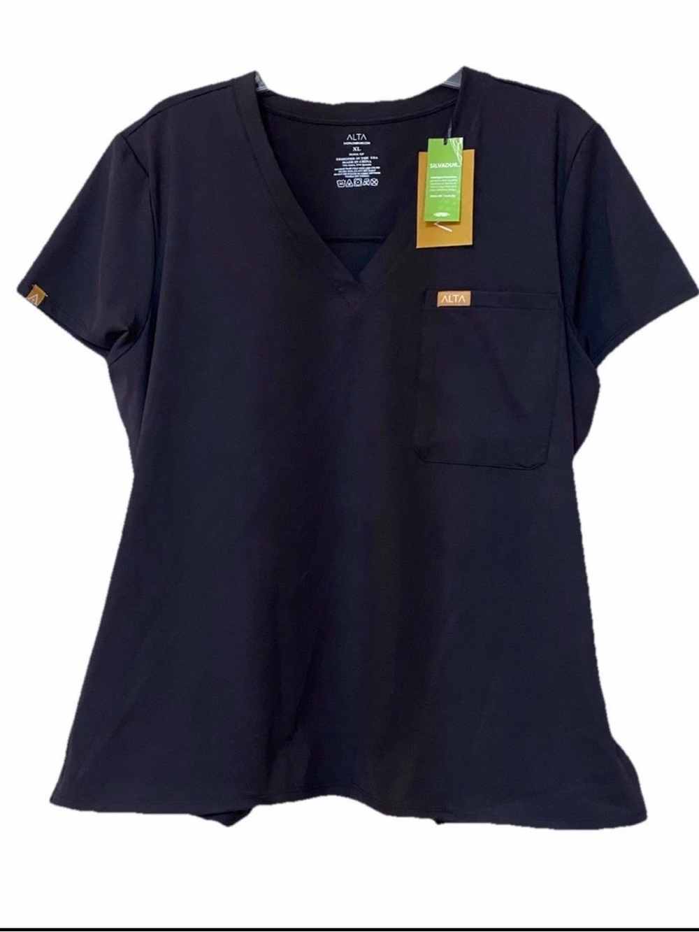 NWT Ladies Taunya Alta Black Scrub Top Size XL Very Soft, V Neck